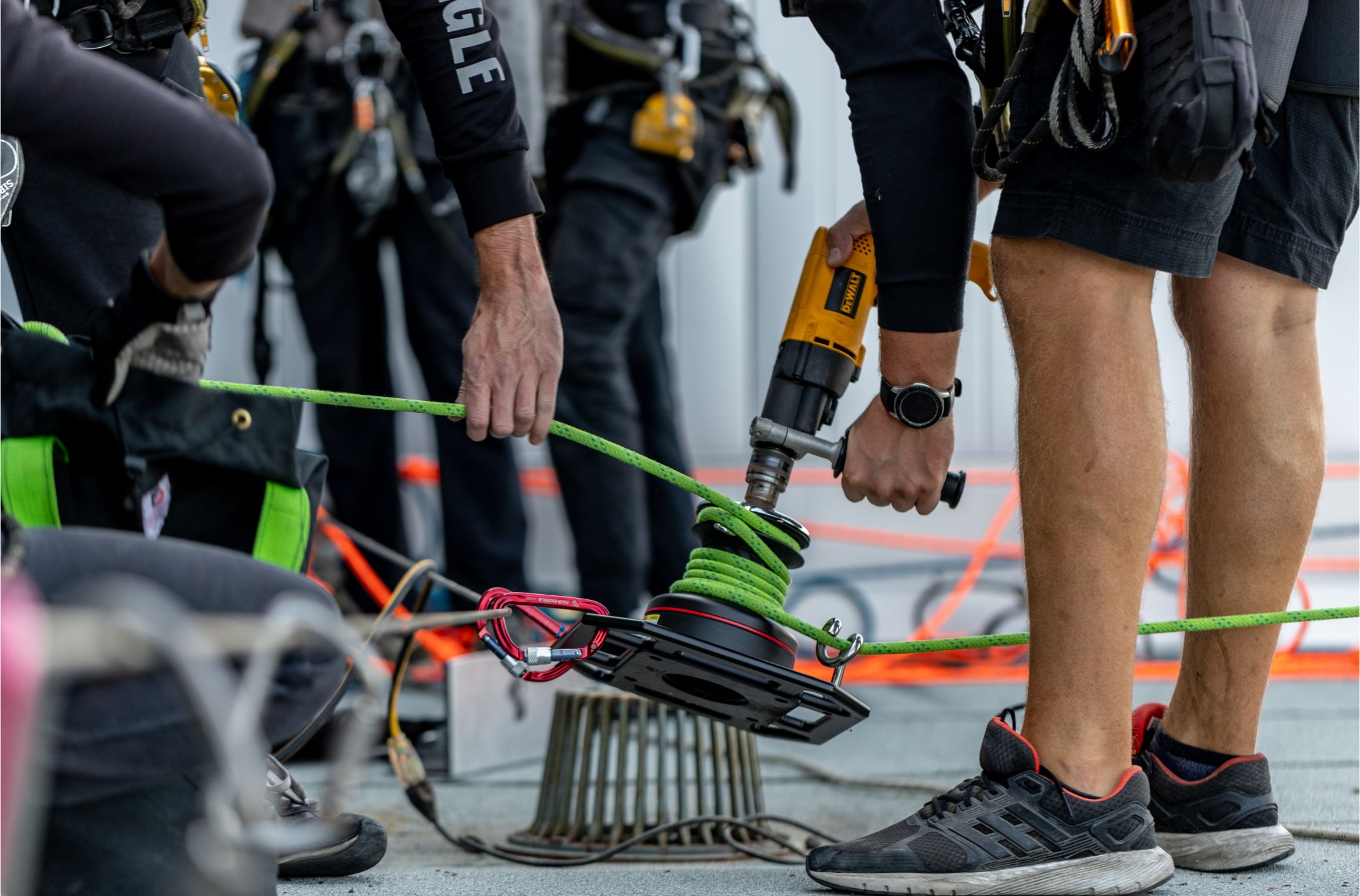 crew setting up rope access window cleaning building maintenance certification 