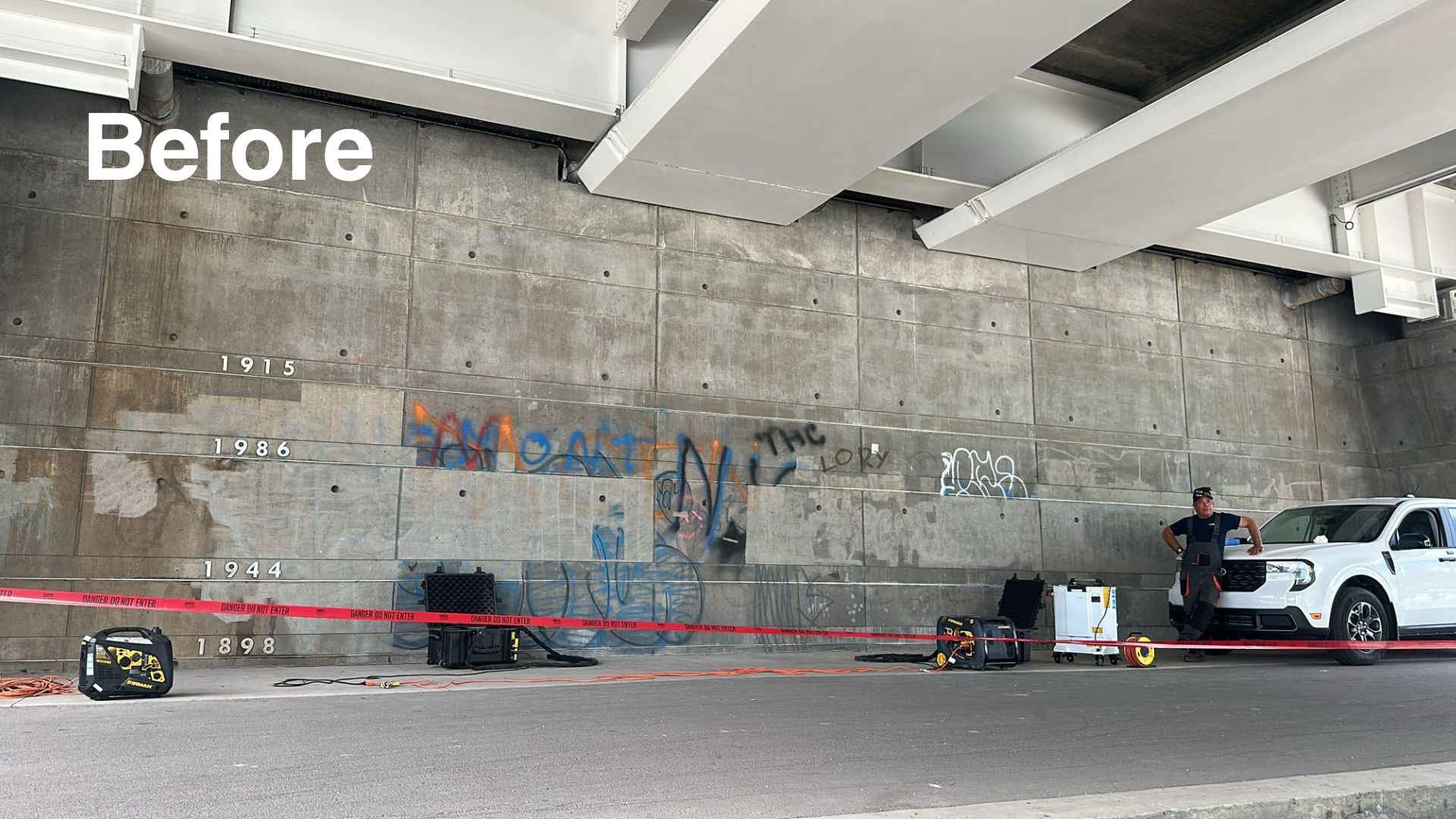 aurora industries graffiti removal walterdale bridge before